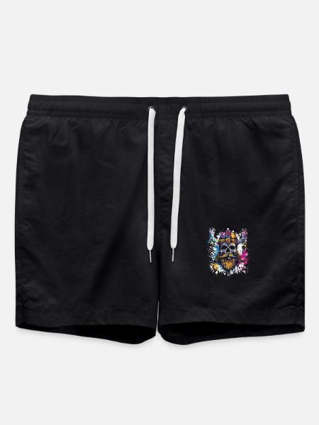 Viking Skull - Swim Trunks - black