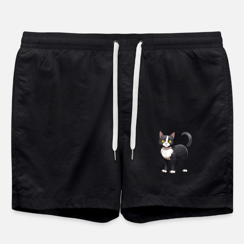 Cat Cute - Swim Trunks - black
