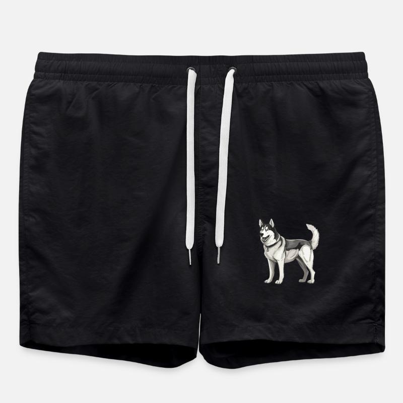 Chien husky - Short de bain - noir