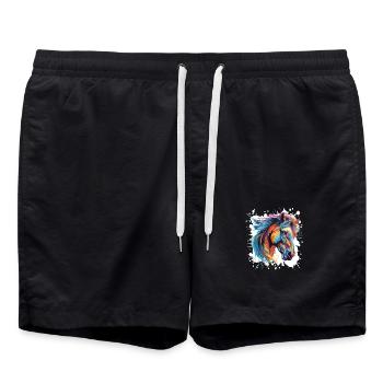 Cheval Animal Pop Art Tête - Short de bain - noir - Devant - AI Model Male 185 light (185cm)