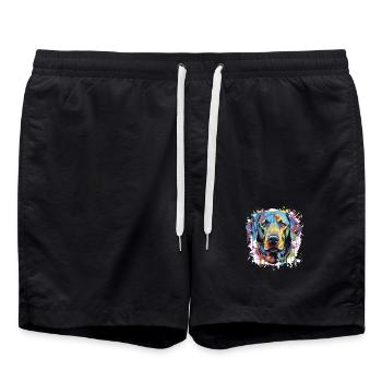 Labrador Dog Animal Pop Art Head - Swim Trunks - black - Front - AI Model Male 185 light (185cm)