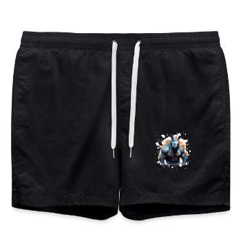 Nashorn Muskeln Fighter Beast - Badeshorts - Schwarz - Vorne - AI Model Male 185 light (185cm)