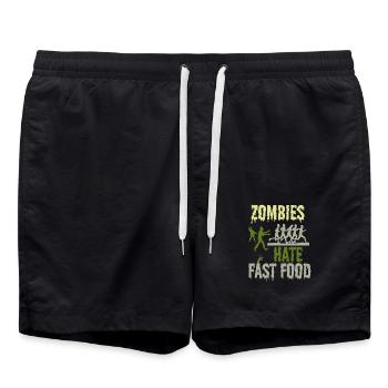 Lustige Feinschmecker-Humor-Zombies hassen Fast-Food-Zombies - Badeshorts - Schwarz - Vorne - AI Model Male 185 light (185cm)
