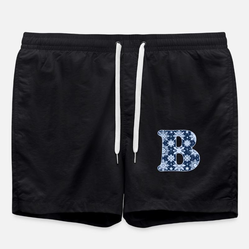 Letter B Snowflakes - Swim Trunks - black