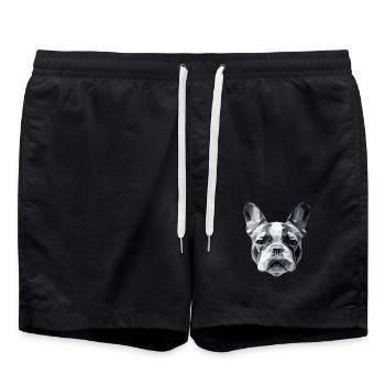 French Bulldog Low Poly Design - Swim Trunks - black - Front - AI Model Male 185 light (185cm)