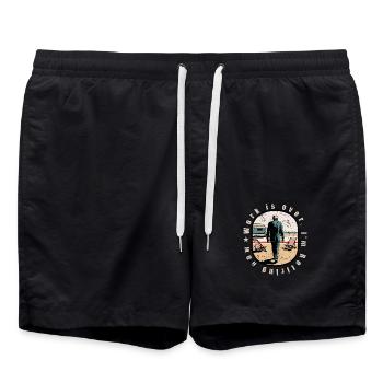 Rentner im Ruhestand - Badeshorts - Schwarz - Vorne - AI Model Male 185 light (185cm)
