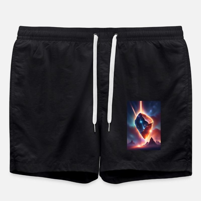 Awesome meteor falling down - Swim Trunks - black