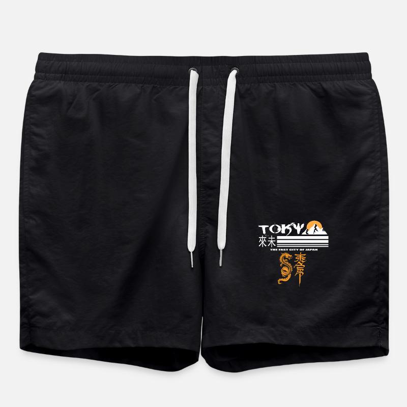 Tokio Orange - Badeshorts - Schwarz