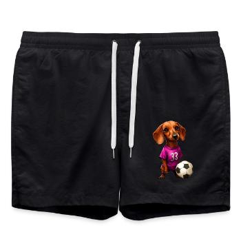 Dackel Fussball - Badeshorts - Schwarz - Vorne - AI Model Male 185 light (185cm)