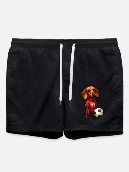 Dachshund Football Red - Swim Trunks - black