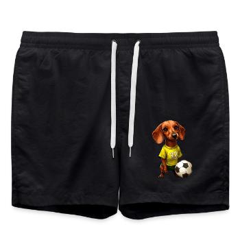 Football Dachshund - Swim Trunks - black - Front - AI Model Male 185 light (185cm)