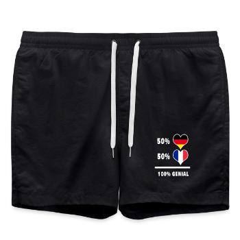 Deutschland und Frankreich genial / Geschenk - Badeshorts - Schwarz - Vorne - AI Model Male 185 light (185cm)