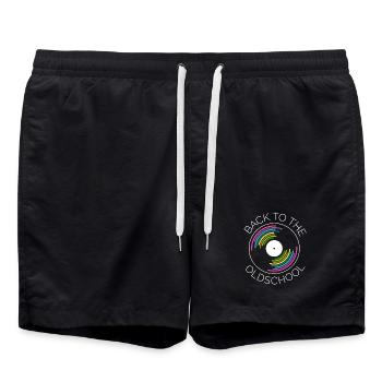 Disques vinyles rétro Tourne-disques Icône de platine - Short de bain - noir - Devant - AI Model Male 185 light (185cm)