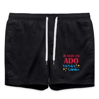 adolescent / enfant / ado / adolescente - Short de bain - noir - Devant - AI Model Male 185 light (185cm)