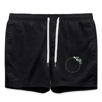 cadre eucalyptus délicat pour ses propres textes et motifs - Short de bain - noir - Devant - AI Model Male 185 light (185cm)