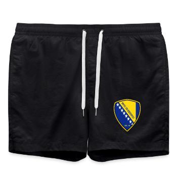 Bosnia coat of arms design - Swim Trunks - black - Front - AI Model Male 185 light (185cm)