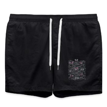 Katze - Maus - Hase - Bär - Zeichnung Illustration - Badeshorts - Schwarz - Vorne - AI Model Male 185 light (185cm)