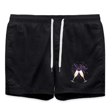 deux coupes de avec du vin mousseux pour les feux d’artifice du Nouvel An - Short de bain - noir - Devant - AI Model Male 185 light (185cm)