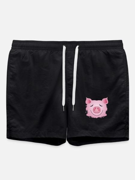 Kopf eines Schweins - Glücksschwein Graffiti - Badeshorts - Schwarz
