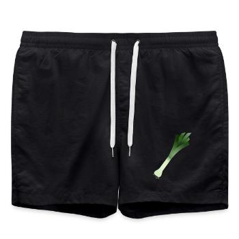 Eine Stange Lauch / Porree - Badeshorts - Schwarz - Vorne - AI Model Male 185 light (185cm)