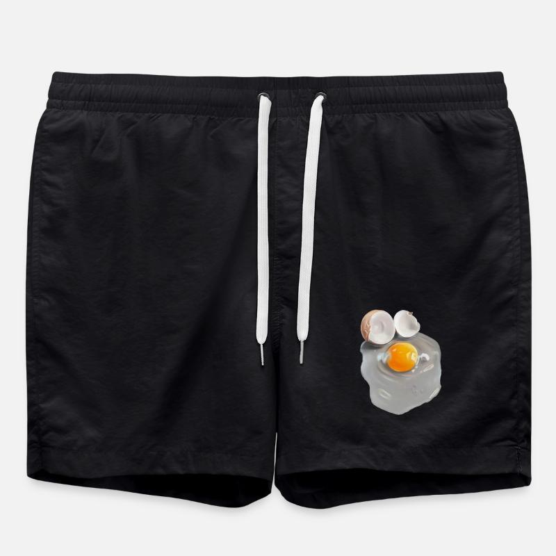 Egg Picture in Gray Abstract - Swim Trunks - black
