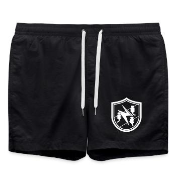 Electrician electronics technician guild sign coat of arms shield - Swim Trunks - black - Front - AI Model Male 185 light (185cm)