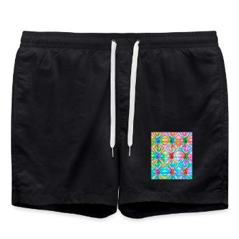 Lebendige Dose und abstraktes Lichtmuster - Badeshorts - Schwarz - Vorne - AI Model Male 185 light (185cm)