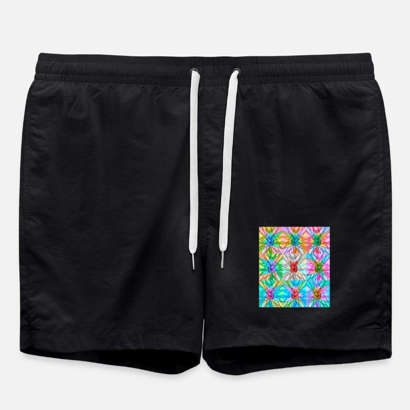 Vibrant Can and Abstract Light Pattern - Swim Trunks - black