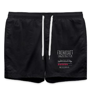 Fachkraft Lagerlogistik in Ausbildung Geschenk - Badeshorts - Schwarz - Vorne - AI Model Male 185 light (185cm)
