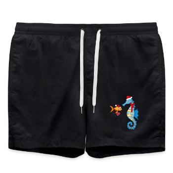Poissons et hippocampes dans l’ de Noël - Short de bain - noir - Devant - AI Model Male 185 light (185cm)