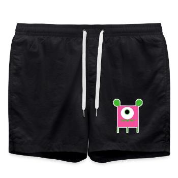 Monstre Cyclope Rose | Extraterrestre carré drôle - Short de bain - noir - Devant - AI Model Male 185 light (185cm)