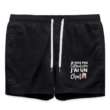 Je suis pas célibataire j'ai un chat - Short de bain - noir - Devant - AI Model Male 185 light (185cm)