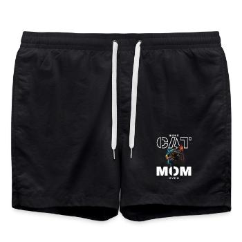 Beste Neon-Katzen-Mama - Badeshorts - Schwarz - Vorne - AI Model Male 185 light (185cm)