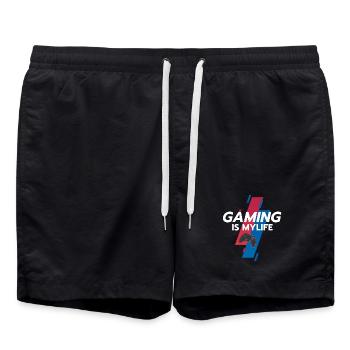 Gaming ist mein Leben - Badeshorts - Schwarz - Vorne - AI Model Male 185 light (185cm)