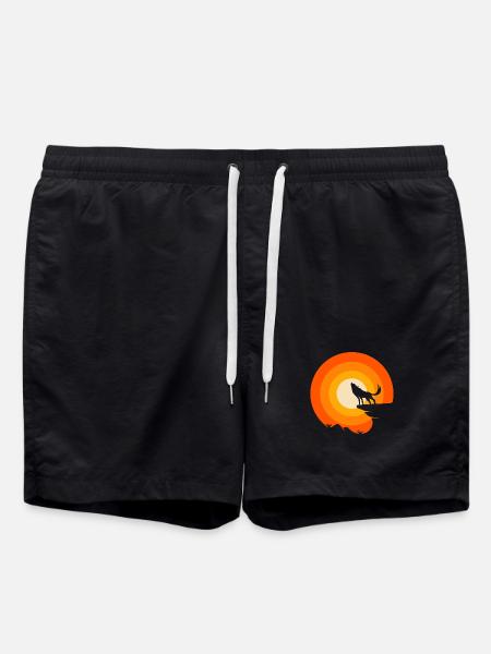 Wolf ist mein Krafttier - Badeshorts - Schwarz