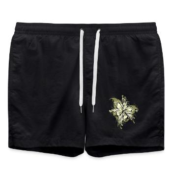 Butterfly Abstract Explosion Colors Graphic - Swim Trunks - black - Front - AI Model Male 185 light (185cm)