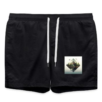 Waldpyramide und Spiegelungen - Badeshorts - Schwarz - Vorne - AI Model Male 185 light (185cm)