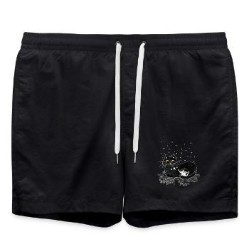 Chat souris hiver illustration - Short de bain - noir - Devant - AI Model Male 185 light (185cm)