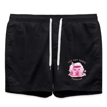 Tea and Cakes Süßes Tee T-Shirt Kawaii Geschenk - Badeshorts - Schwarz - Vorne - AI Model Male 185 light (185cm)