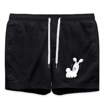 Chien blanc rigolo - Short de bain - noir - Devant - AI Model Male 185 light (185cm)