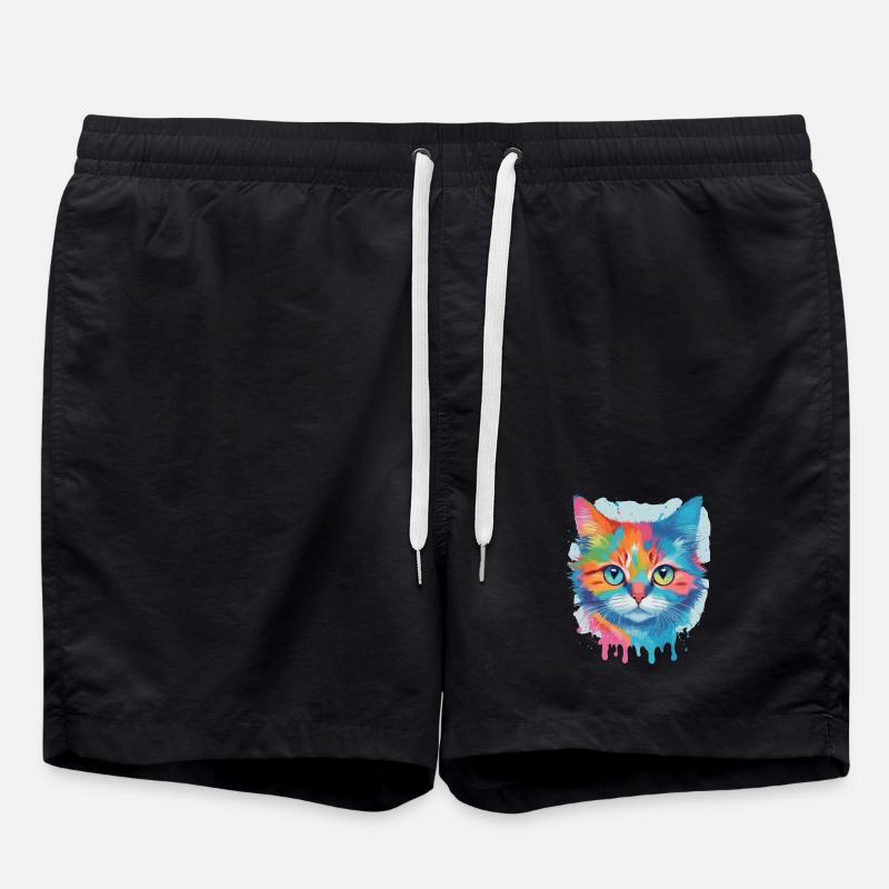 Niedliche Katze - Badeshorts - Schwarz