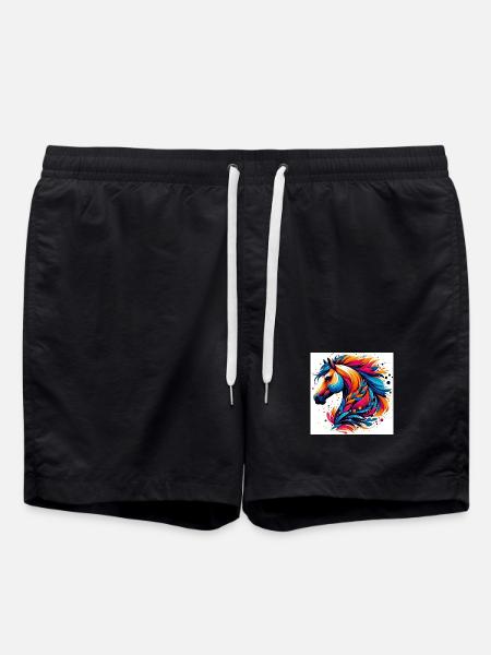 Pferd - Badeshorts - Schwarz