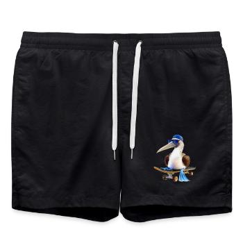 Blue-footed booby skateboard - Swim Trunks - black - Front - AI Model Male 185 light (185cm)