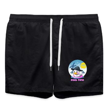 Canard mignon avec anneau de natation rose - Short de bain - noir - Devant - AI Model Male 185 light (185cm)