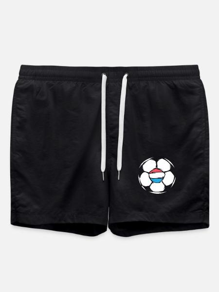 Team Netherlands Soccer Illustration Ball Icon - Swim Trunks - black
