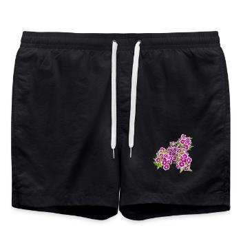 Poésie de l’œillet – focus sur les fleurs du jardin - Short de bain - noir - Devant - AI Model Male 185 light (185cm)