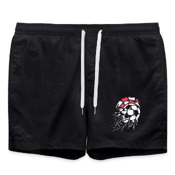 Soccer Croatia Team Ball Explosion Illustration - Swim Trunks - black - Front - AI Model Male 185 light (185cm)