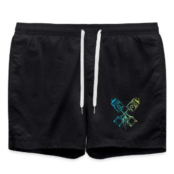 V8 Piston Voiture Flammes Muscle Car Couleurs Logo - Short de bain - noir - Devant - AI Model Male 185 light (185cm)