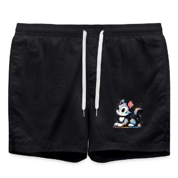 Katze - Badeshorts - Schwarz - Vorne - AI Model Male 185 light (185cm)