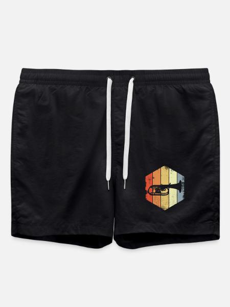 Vintage Trumpet Sketch - Swim Trunks - black